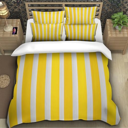 Housse de couette microfibre imprimé 3D jaune géométrique parure lit 140x200 fermeture éclair - 5