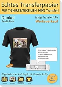 TransOurDream A4 Inkjet Transferpapier für dunkle Stoffe