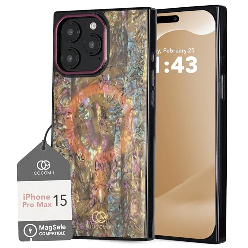 Image of COCOMII Rectangle for iPhone 15 Pro Max Case, Eclipse Abalone Shell