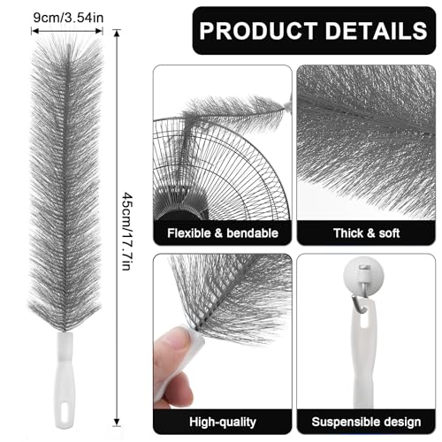 Image of Yuanchu 2 Pcs Fan Cleaner Brushes, Bendable Fan Cleaning Brush Cobweb Duster Set Microfiber Head Washable Brush for Ceiling Fan Air Vents Curtains Cars Box Fan(Grey)