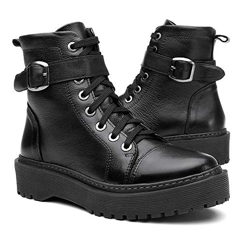 Bota Coturno Feminina Tratorada Vittal Tendência Blogueiras (40, Fivela)