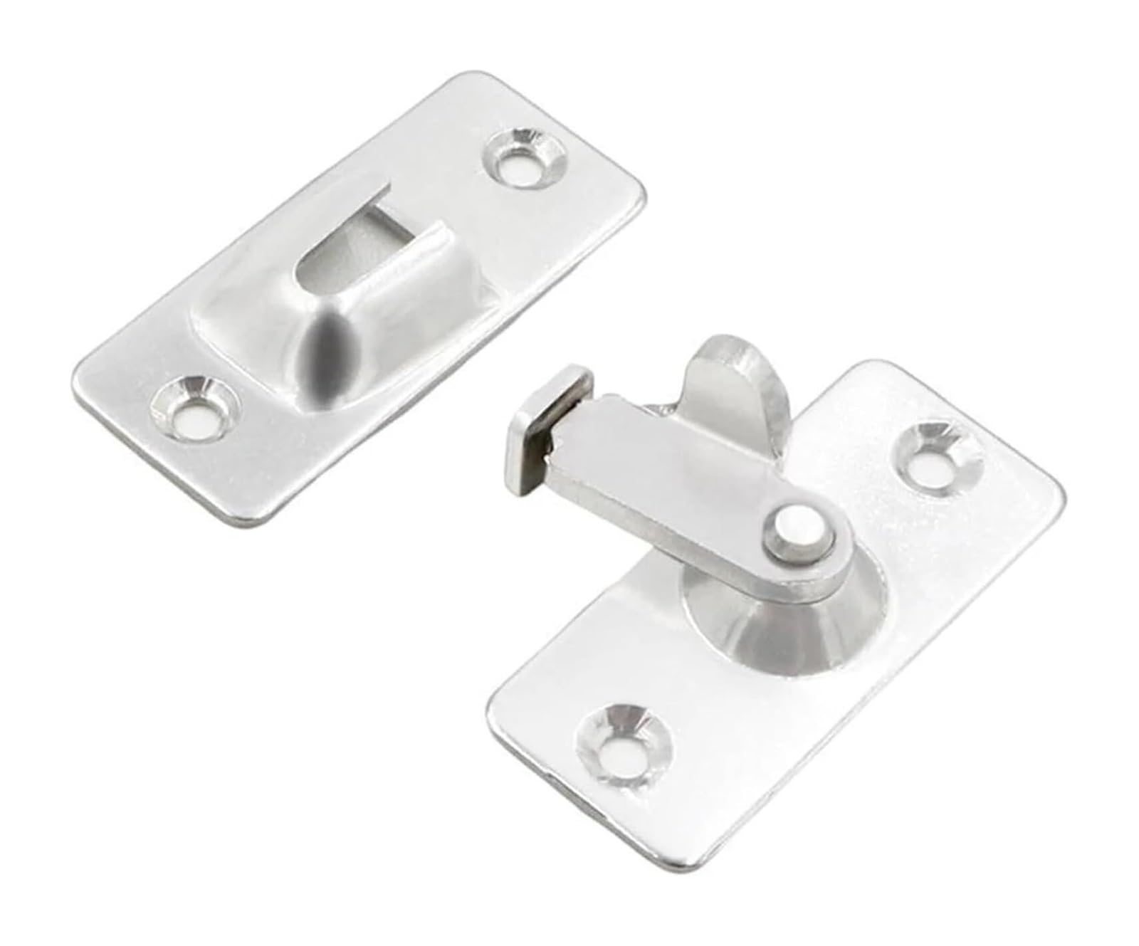 Door Lock Bolt, Door Lock Slide Gate Latch Right Angle Barn Bolt Buckle Security Stainless Steel 2 Colors(2pcssilver)