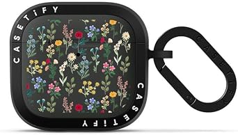 CASETiFY Bounce AirPods 4th Gen Case with Ring [Military Grade Drop Tested / 6.6ft Drop Protection/Anti-Scratch] - Spring Botanicals - Charcoal