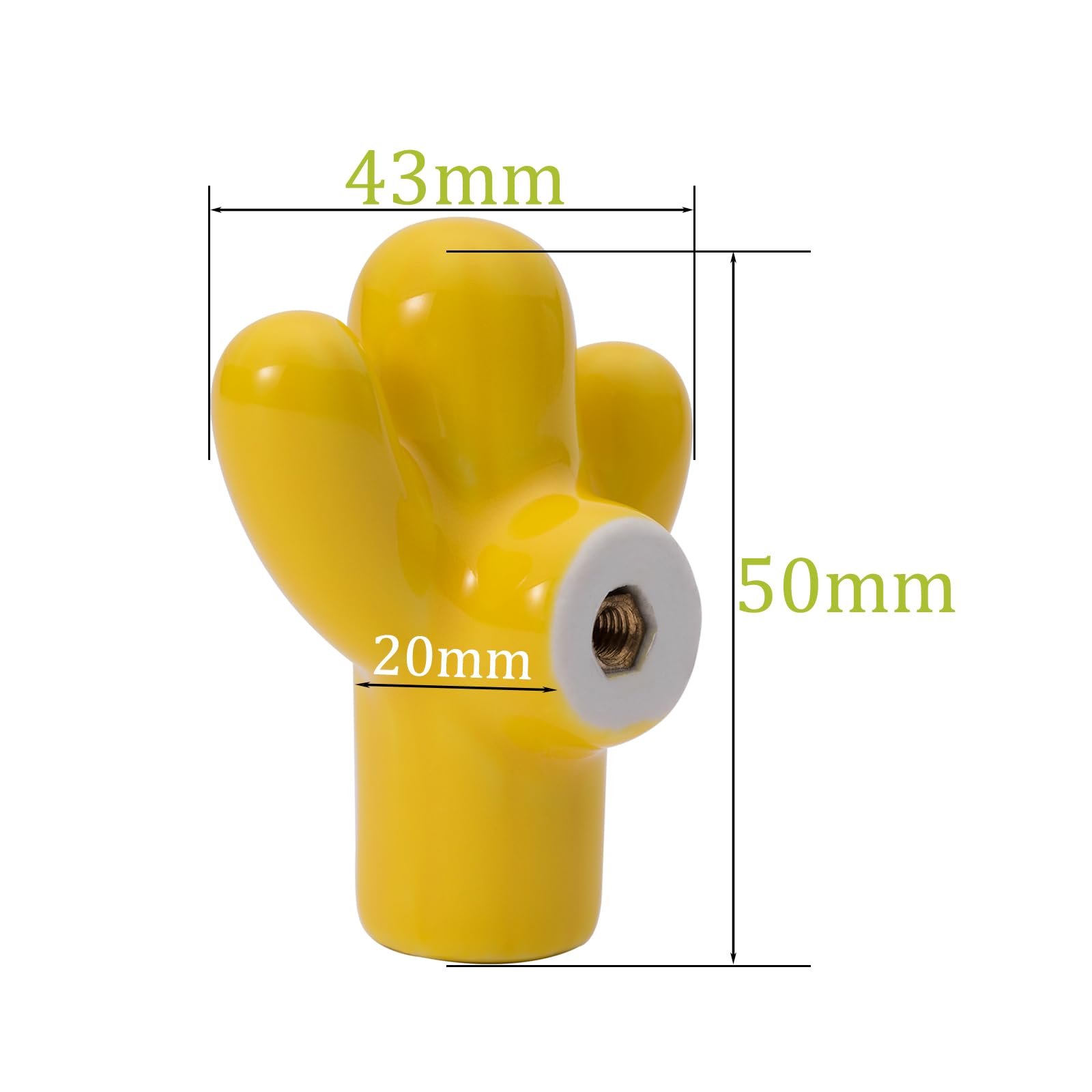 NAKUPENDA Set of 4 Ceramic Door Handles, Furniture Knobs, Cactus Shape, Cupboard Drawer Knobs, Knobs for Children's Room - Image 3