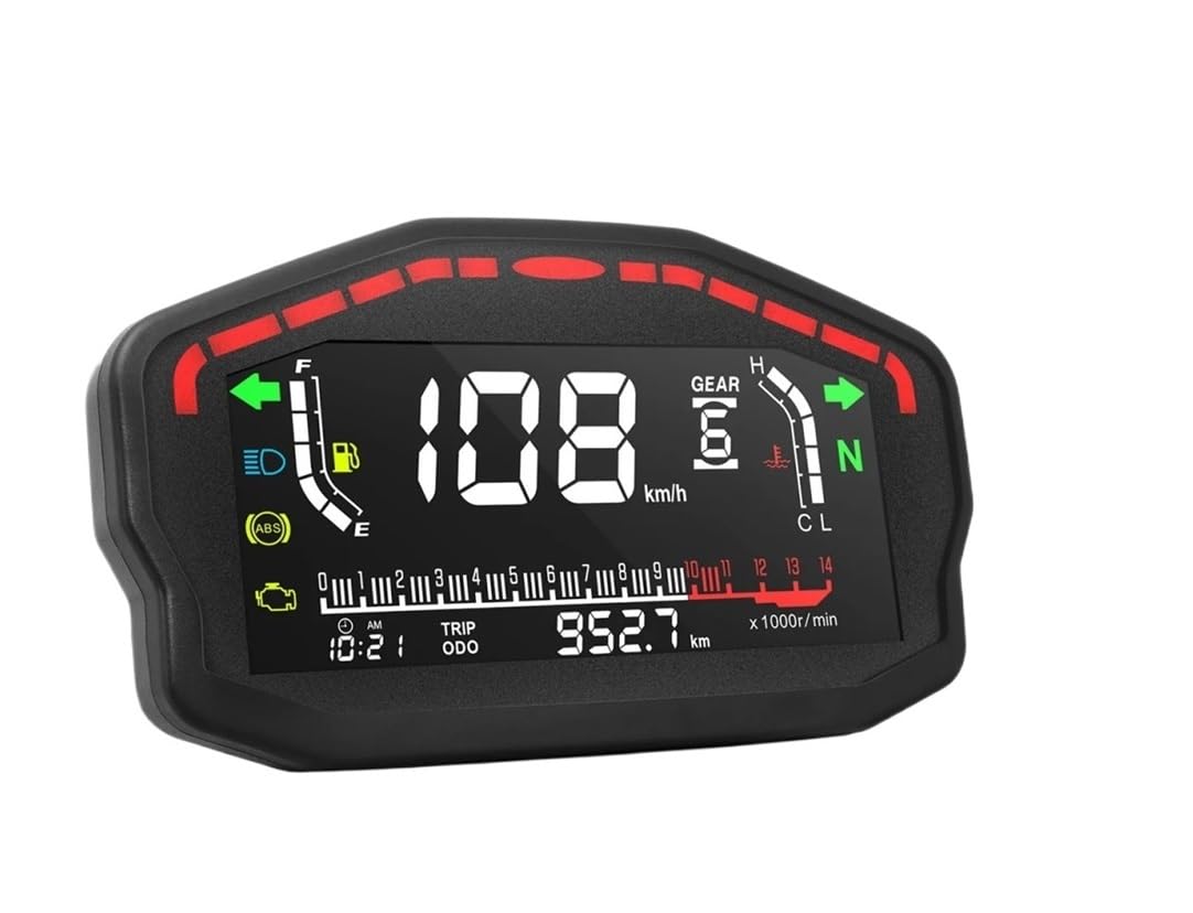 Contagiri contachilometri Pannello Cruscotto Digitale Per Motocicletta Icona Doflnition Strumento Universale LED Tachimetro Contagiri 1,2,4 Cilindro Motore Cruscotto
