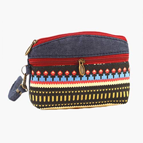 Preisvergleich Produktbild Skyeye Handtasche Kartenpaket im Ethno Stil Münztasche Geldtasche Geldbörse Münzen Beutel Geldbeutel Handtasche Wallet Brieftasche Einfarbiger Ledergeldbeutel Rot