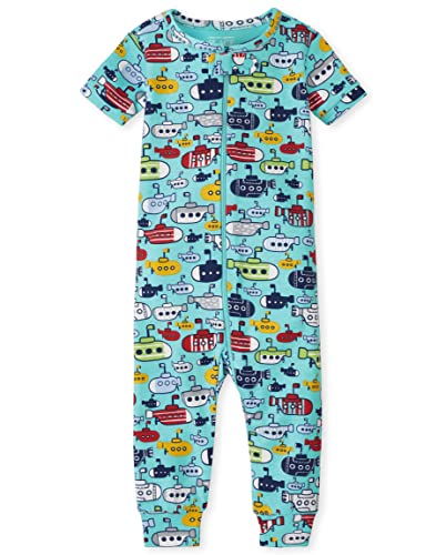 The Children's PlaceThe Children's Place Baby Toddler Boys Snug Fit 100% Cotton Zip-Front One Piece Footed PajamaSUBMARINE 0-3 MONTHS