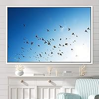 Framed Canvas Wall Art Flying Together Birds Farmhouse/Country Group Group Multicolor Photography Realism Relax/Calm Warm - 16x24 inches