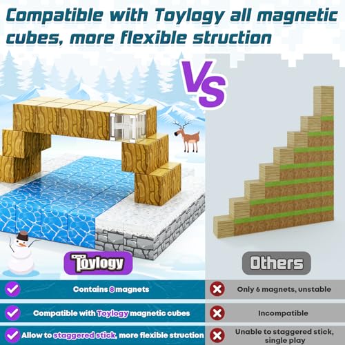 Image of Magnetic Blocks-Build Mine Magnet World Ice Edition, Magnetic Tiles Building Kids Toys for Girls Age 3 5 7 8 Princess STEM Sensory Kids Games Toddler Toys for 3+ Years Old Girls & Boys Birthday Gifts
