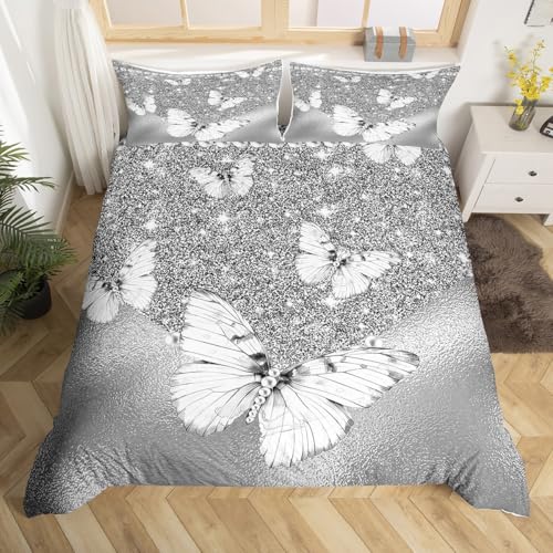 Housse de couette papillon lit double pour chambre d'enfant cosy - 2