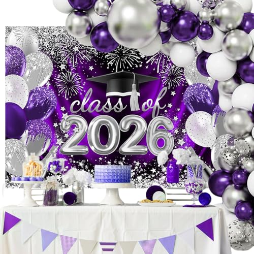 Fondo Mocsicka para Graduación 7x5ft Morado miniatura 4