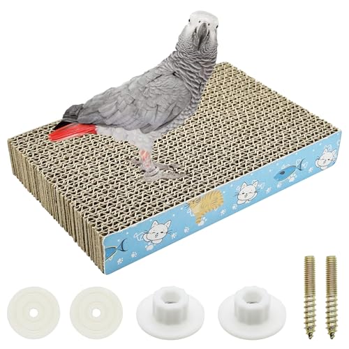 Image of Bird Perch Stand Toy, Parrot Cardboard Parrot Toys Parrot Chew Toys for Cockatiel Conure Parrotlet Lovebird Budgies Finches, M