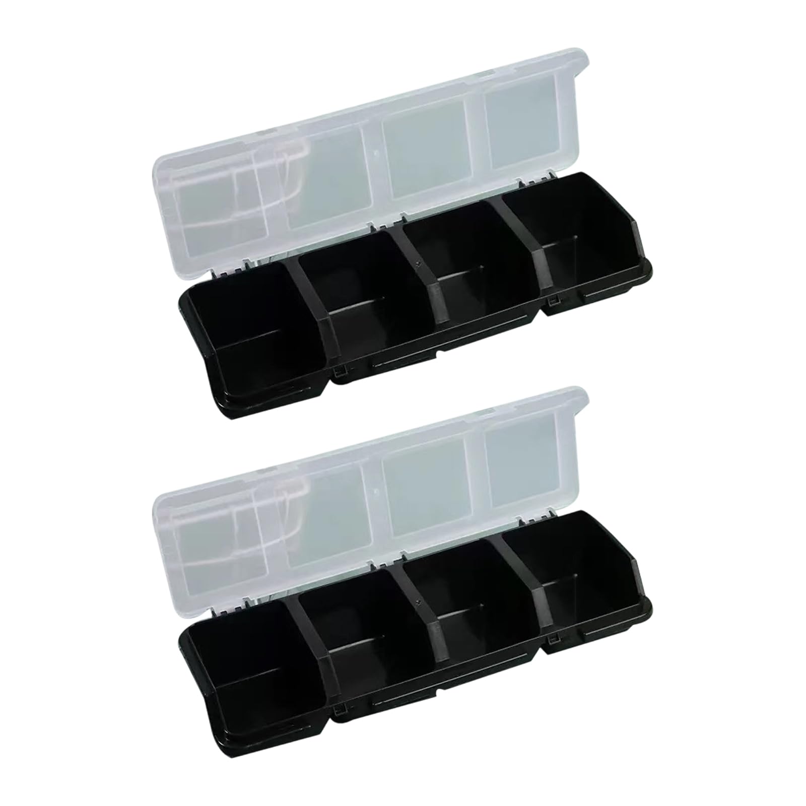 Jiapika Black Tool Drawer Parts Organizer 2 Pack, Narrow 4 Compartment Hardware Case With Translucent Cover For Screws And Fixings Small Component Organizer Fastener Case Hardware Sorter Drawer Parts Tray Workshop