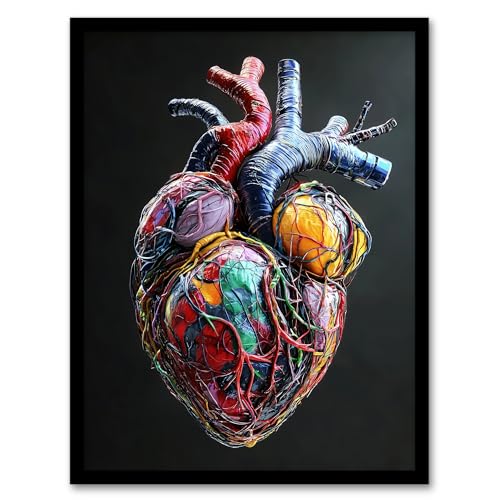 Cuadro de corazón anatómico de diseño moderno con marco elegante en formato A4 2