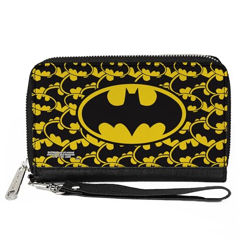 Buckle-Down Women's PU Zip Around Wallet Rectangle-Batman, 7.5