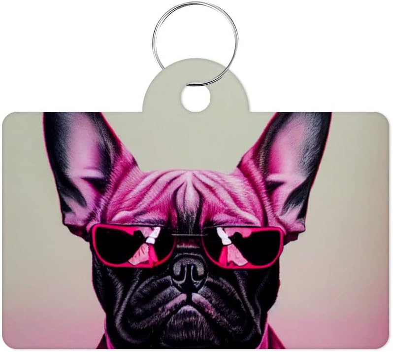 French Bulldog Face Pet ID Tag - Dog Pet Tag - Illustration Pet ID Tag