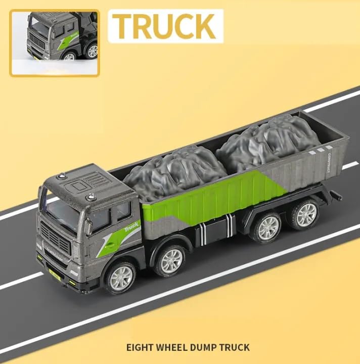 Image of Unbreakable Friction Power Dumper Construction Truck Die cast Alloy Model Engineering Excavator Toy for Kids Boys Girls Pull Back Vehicle