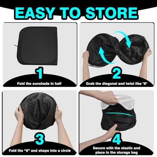 Image of BestEvMod Windshield Sunshade Compatible with 2022-2025 2026 Rivian R1S R1T Accessories Foldable Front Window Sunshade Sun Visor Protector Blocks Glare UV Ray Sun Protection Custom Fit