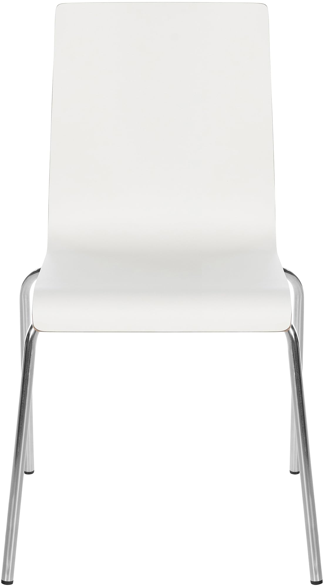 CLP Silla apilable Gahanna de Madera Moldeada con Laminado HPL, Estructura de Acero Cromado, Carga hasta 150 kg, Comedor y Oficina, Color:Blanco