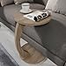 Produktbild sugodesign Couchtisch mit Rollen, Kleiner Beistelltisch C Form, stylischer Sofatisch in schöner Smoky-Oak-Optik, runder Tisch als Ablagefläche für Couch und Sofa, Beistelltisch Couch