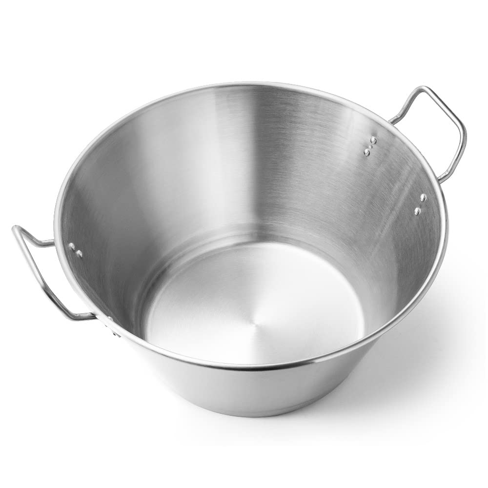 Cuenco de acero inoxidable | Diámetro ⌀ 45 cm | Alto 22 cm | Cuenco de cocina | Cuenco de metal con dos asas | Ensaladera y sopa, para preparación de alimentos