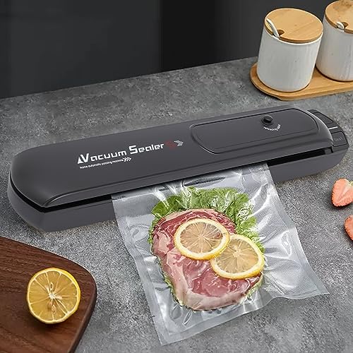 Máquina de sellado al vacío con 10 bolsas de vacío, sellador al vacío para conservación de alimentos, sellador al vacío negro