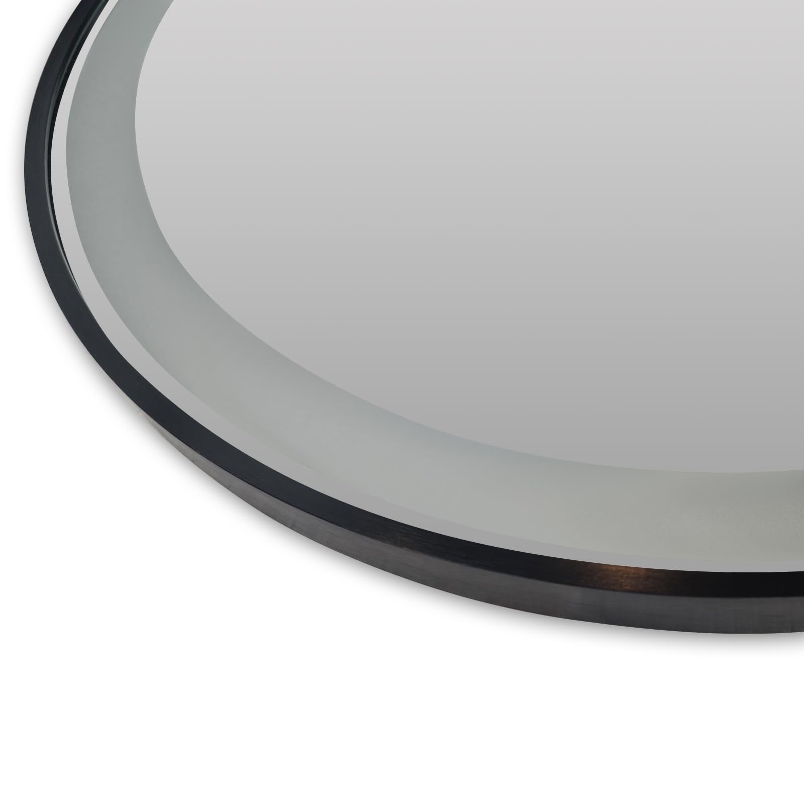 Miroir LED Rond Ø60 cm avec Cadre Aluminium Noir Mat – Éclairage Frontal Dimmable 6000K Blanc Naturel – Fonction Anti-Buée, Prise EU Incluse, Installation Facile, Design Moderne Salle de Bain