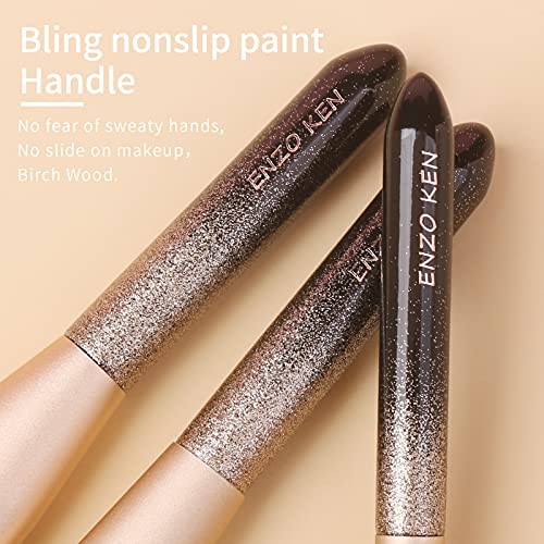 Deluxe Natural Sable Hair Makeup Brush Set With Case By Luxury Enzo Ken, Glitter Eye Eyeshadow Brush Set With Gold Travel Bag, Luxe Black Essential Brushes Pack- Bling Face Contour Bronzer Concealer Complete Cosmetic Brush Sets & Kits #TOP4