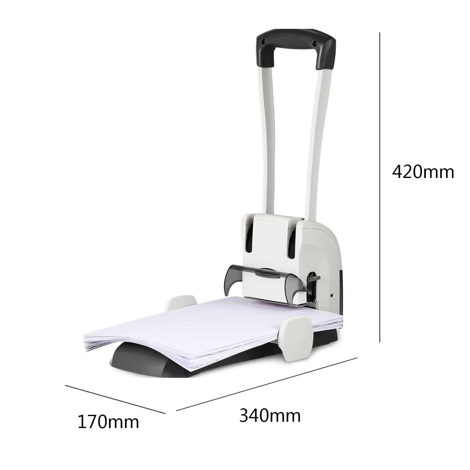 Perforatrice per impieghi gravosi, perforatrice Multifunzionale con Angoli arrotondati, Lama diam. 6 mm, perforatrice per 200 Fogli Senza Sforzo, perforatrice per Carta a 2 Fori, Spazio per i Fori 8