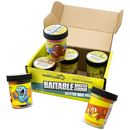 Foto von Troutlook Baitable Master Dough Mix Pack Forelleteig Forellenpaste Forellenteig (Forellenteig, Mixed Pack, 6er Pack (6x50g))