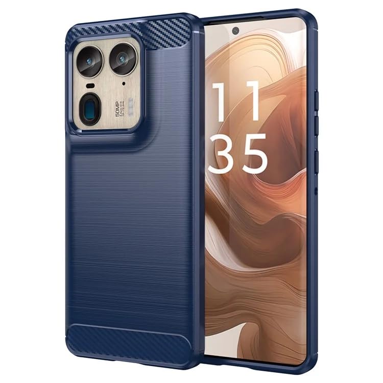 Image of NPRC Hybrid Ultra Slim Protective Case TPU Non-Slip Carbon Fiber Texture Shockproof Case Cover for Moto Edge 50 Ultra - Blue