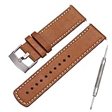 XBHSW Correa de reloj de cuero de 24 mm de repuesto para Suunto 9/7 Urban2 Spartan Sport WHR Traverse D5 Buceo Correa de reloj (hebilla de plata marrón)