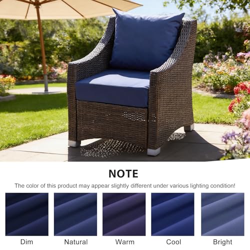 Image of Outdoor Deep Seat Cushion Set, 24x24 Inch Water-Resistant & Fade-Resistant Outdoor Chair Cushions, Patio Furniture Cushions with Removable Cover for Patio Chair, Sofa,Navy Blue (Set of 1)