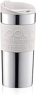 Bodum Bodumtravel Mug Thermobecher aus Edelstahl (Doppelwandig, Spülmaschinengeeignet, 0,35 liters) Off White, 1 Stück (1er Pack)