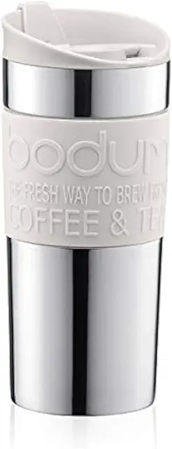 Mug Isotherme Bodum Voyage Blanc - Double Paroi Inox 0.35L