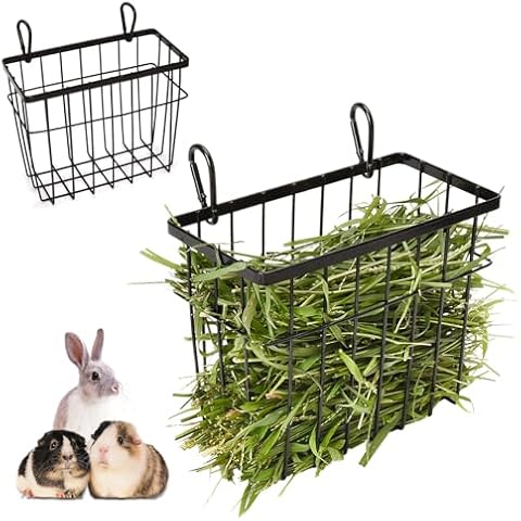 Rabbit hay Feeder Sangle Sopffy 2PCS, Guinea Pig hay Feeder with Metal Frame for Guinea Pig Chinchilla Bunny, hay Feeder Rabbit, Chinchilla cage Accessories Cover