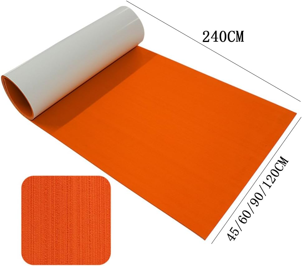 EVA Foam Boat Flooring - Non-Slip Marine Decking Mat, Self-Adhesive Marine Carpet for Motorboat, Kayak & Surfboard, Durable Garden Flooring, Orange, 120cm