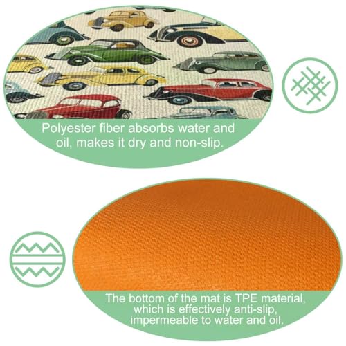 Tapete de cocina retro de coche VAPOKF juego de 2 alfombras lavables antideslizantes 6