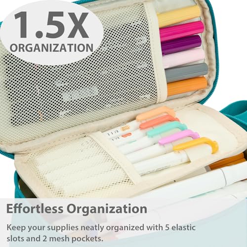 Image of SPACEMATE Pencil Case Pouch Box Bag School Supplies Girls Boys Kids, Cute Preppy Stuff Large Big Capacity Aesthetic Pen Organizer, Back to College Stationary, Teal, Standard Stlye, 1800ml