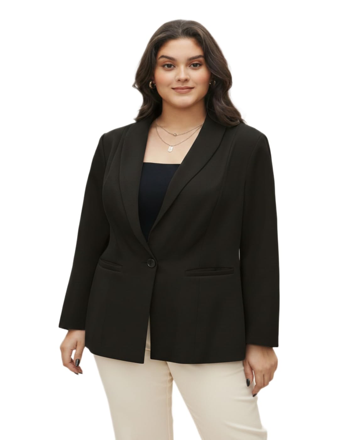 Ladies Plus Size Blazer | Smart Casual & Office Wear Black Jacket