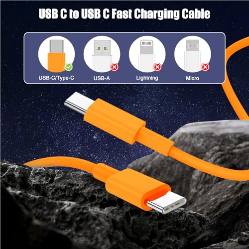 Image of 3-Pack Orange [3.3FT+6.6FT+10FT] 60W USB C to USB C Cable, Type C Fast Charging Cable for iPhone Air 17 16e 16 15 Pro Plus Pro Max，for Galaxy S25, for iPad Pro /Air /mini, for MacBook Pro /Air and More