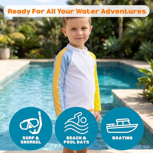 Image of SwimZip Boys' Long Sleeve Rash Guard & Swim Shorts Set - UPF 50+ Sun Protection