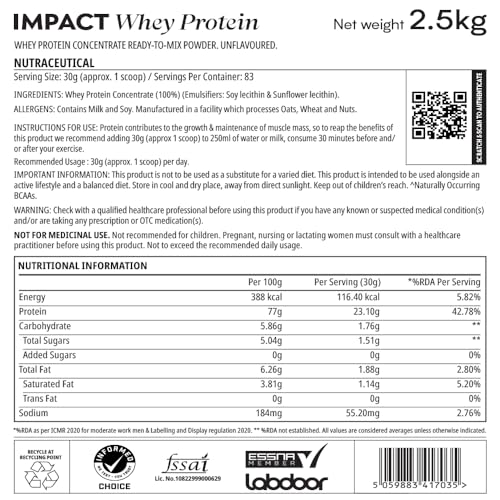 Image of MYPROTEIN Impact Whey Protein (2.5 KG, Unflavoured)