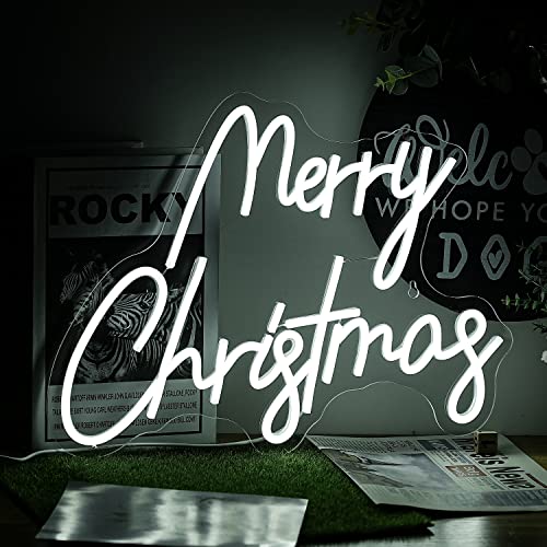 Image of Merry Christmas Neon Sign White Neon Light Letter Neon Light with Switch Novelty Lighting for ChristmasWall Decor Party Wedding Birthday Party Decorations