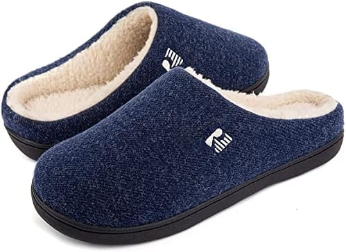 RockDove Men's Sherpa Lined Memory Foam Clog Slipper, Size 7-8 US Men, Navy Blue