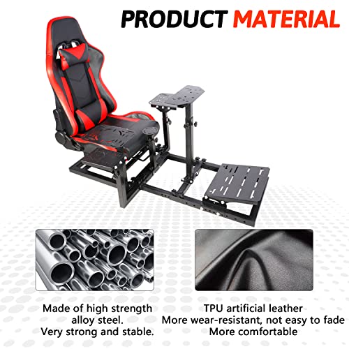 Gazzyt Flight Racing Simulator Cockpit Stand With Red Seat Fit For Logitech G29 G920 G923 X52 X56 Thrustmaster Hotas Race Car Seat Without Steering Wheel thumb #2