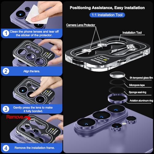 Image of WSKEN for Samsung Galaxy S26 Ultra Camera Lens Protector - Ultra Thin Case Friendly, 9H Shatterproof Tempered Glass with Anti Scratch Metal Circle Camera Screen Protector Cover Accessories, Violet