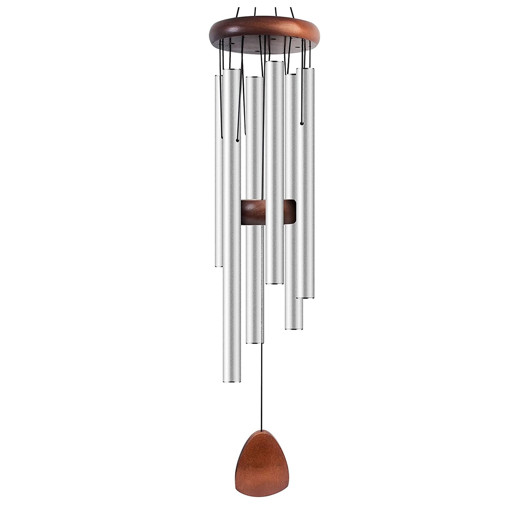 Metal Windchime Aluminum Windbell Wind Chimes 6 Rods Chimes Home Decoration Craft Outdoor Garden Silver