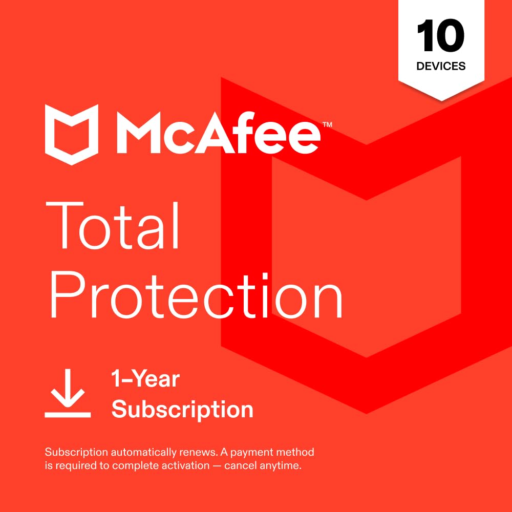 McAfee Total Protection 2027 Antivirus Software, 10 Devices | Auto-Renews | 1-year subscr…