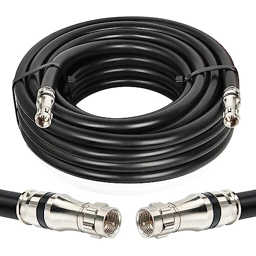 MOOKEERF RG11 Coaxial Cable 20ft Low Loss 14AWG RG11 Coax Cable 75ohm with F Type Connector High Definition for CATV Satellite Dish VHF/UHF Radio TV Antennas
